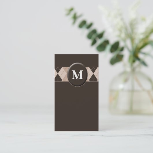  bruin monogram Visitekaartjes (Staand voorkant)