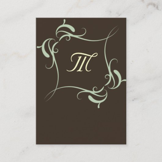  bruin monogram Visitekaartjes (Voorkant)