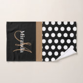 Bruin Monogram Zwart Wit Polka Dot Bad Handdoek (Handdoek)