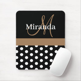 Bruin Monogram Zwart Wit Polka Dot Muismat