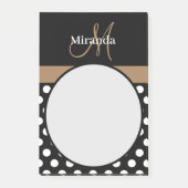 Bruin Monogram Zwart Wit Polka Dot Post-it Notitie Post-it® Notes (Voorkant)