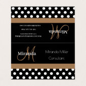 Bruin Monogram Zwart Wit Polka Dot Visitekaartje (Buitenkant ongevouwen)