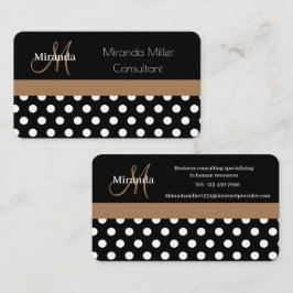 Bruin Monogram Zwart Wit Polka Dot Visitekaartje