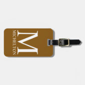 Bruin Monogrammed Bagagelabel (Voorkant horizontaal)