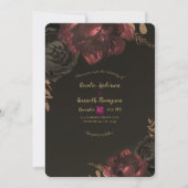Bruin Moody Dark Floral Gold Greenery Wedding Kaart (Voorkant)