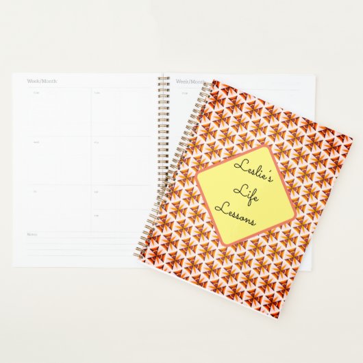 Bruin Mooi Naadloos patroon Gepersonaliseerde naam Planner (Display)