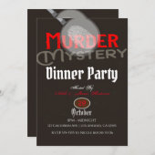 Bruin moordmysterie dinerfeest kaart (Voorkant / Achterkant)