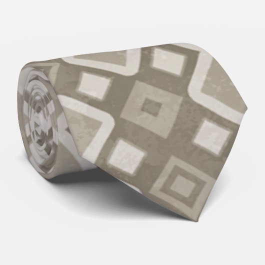 Bruin Mosaic Diamond Pattern Stropdas (Opgerold)