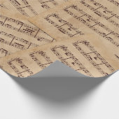 Bruin  muzieknotenblad cadeaupapier (Hoek)
