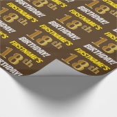 Bruin, Nagemaakt/nep goud, "18e VERJAARDAG" Cadeaupapier (Hoek)