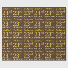 Bruin, namaak goud uitziende "23e VERJAARDAG" Cadeaupapier