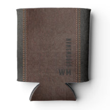 Bruin namaak leer monogram bruidegomsgeschenk