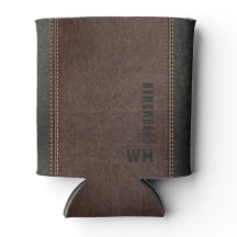 Bruin namaakleer met monogram bruidsjonker cadeau