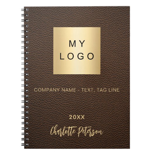 Bruin namaakleren bedrijfslogo notitieboek (Voorkant)