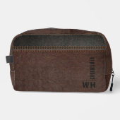 Bruin namaakleren monogram bruidegomsgeschenk toilettasje (Voorkant)