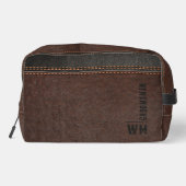 Bruin namaakleren monogram bruidegomsgeschenk toilettasje (Achterkant)