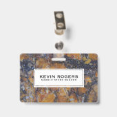 Bruin namaakmarmer wit accent badge (Achterkant met clip)