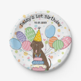 Bruin Napolitaans Mastiff Hond Verjaardagsfeest Papieren Bordje