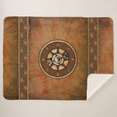 Bruin nautisch kompas patroon sherpa deken (Voorkant (horizontaal))