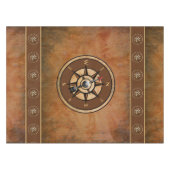 Bruin nautisch rustiek kompas ontwerp tafelkleed (Voorkant (Horizontaal))