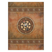 Bruin nautisch rustiek kompas ontwerp tafelkleed (Voorkant)