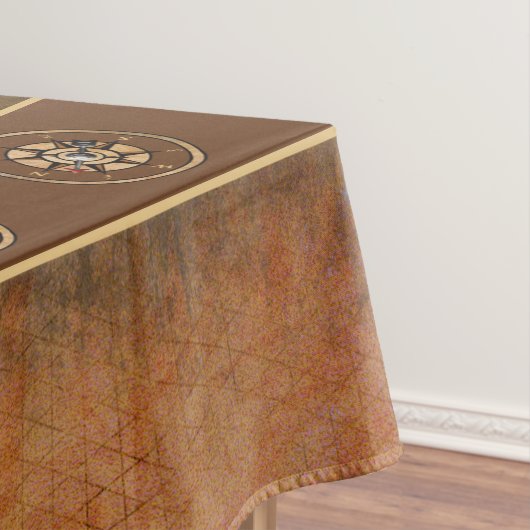 Bruin nautisch rustiek kompas ontwerp tafelkleed (Voorbeeld)