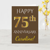 Bruin, Nepgoud 75e Huwelijksjubileum + Naam Kaart (Gele Bloem)