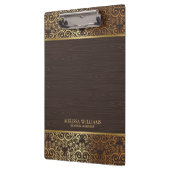 Bruin nephout met gouden wervelingen rand klembord (Links)