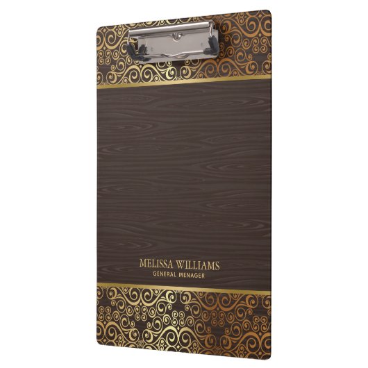 Bruin nephout met gouden wervelingen rand klembord (Links)