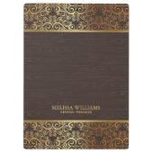 Bruin nephout met gouden wervelingen rand klembord (Achterkant)