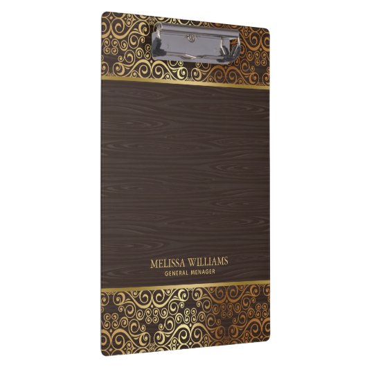 Bruin nephout met gouden wervelingen rand klembord (Rechts)