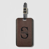 Bruin nepleer met naaistekeneffecten bagagelabel (Voorkant (verticaal))
