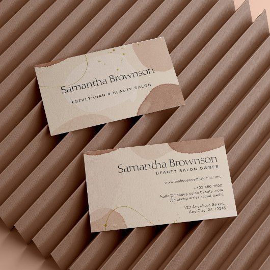 Bruin Neutraal Beige Blush Geometric Stone Visitekaartje