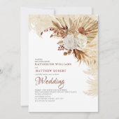 Bruin Neutraal Grijs Bloemen Boho Kaart (Voorkant)