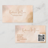 Bruin neutrale toon minimalistische QR-code Profes Visitekaartje (Voorkant / Achterkant)