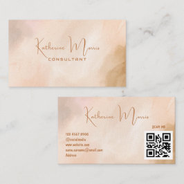 Bruin neutrale toon minimalistische QR-code Profes Visitekaartje