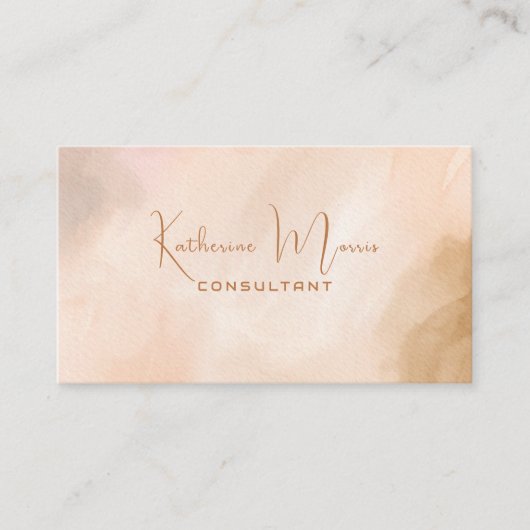 Bruin neutrale toon minimalistische QR-code Profes Visitekaartje (Voorkant)