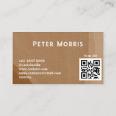 Bruin neutrale toon minimalistische QR-code Profes Visitekaartje (Achterkant)