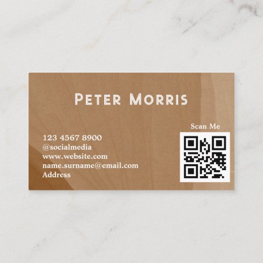 Bruin neutrale toon minimalistische QR-code Profes Visitekaartje (Achterkant)