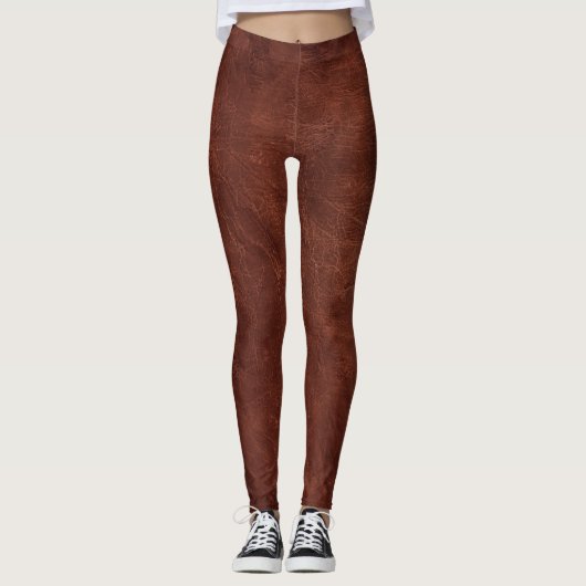 Bruin noodlijdende lederen Leggings (Voorkant)