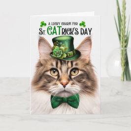 Bruin Noors Bos Kat St CATrick's Day Feestdagen Kaart