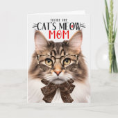 Bruin Noors Bos Kat voor Moeder op Moederdag Feestdagen Kaart (Voorkant)