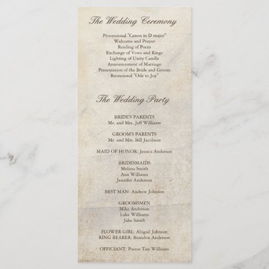  Bruin Oak Tree Fall Wedding Programma Programmakaart (Achterkant)