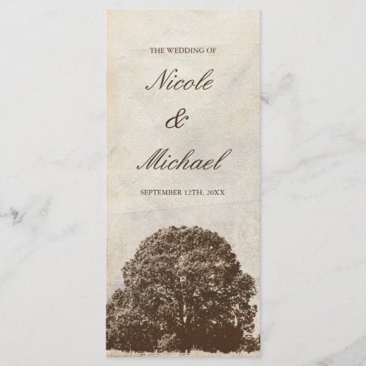  Bruin Oak Tree Fall Wedding Programma Programmakaart (Voorkant)