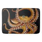 Bruin Octopus Blue Eye Black Art Badmat (Voorkant)