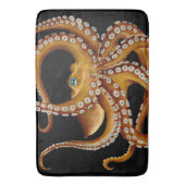 Bruin Octopus Blue Eye Black Art Badmat (Voorkant Verticaal)