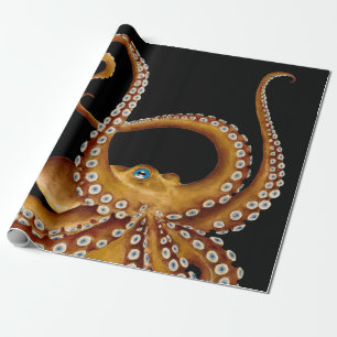 Bruin Octopus Blue Eye Black Art Cadeaupapier