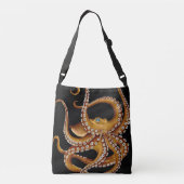 Bruin Octopus Blue Eye Black Art Crossbody Tas (Achterkant)