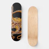 Bruin Octopus Blue Eye Black Art Persoonlijk Skateboard (Voorkant)