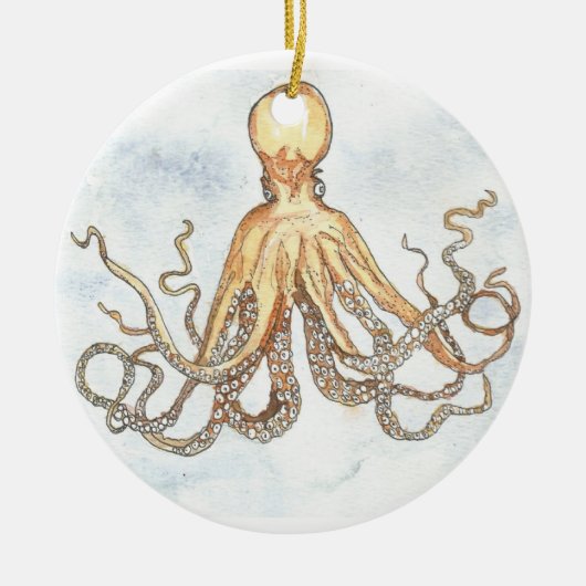 Bruin Octopus Circle Ornament (Voorkant)